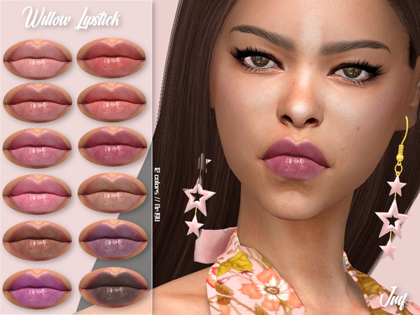 Sims 4 — IMF Willow Lipstick N.194 by IzzieMcFire — Willow Lipstick N.194 contains 12 colors in hq texture. Standalone
