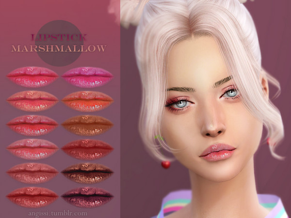 Sims 4 — Lipstick-Marshmallow by ANGISSI — *Base game *12 colors *HQ compatible *FEMALE *Works with all skins *Custom