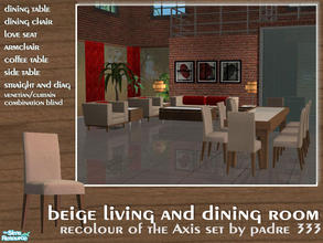Sims 2 — Beige Axis by Padre — Beige recolour of the axis dining/living room set for your sims to chill in. Please don't