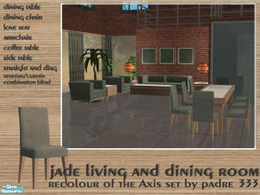 Sims 2 — Jade Suite by Padre — Let your Sims relax and unwind in this recolour of the Axis livingroom/diningroom suite in