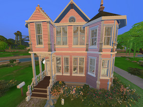 Sims 4 — Small pink victorian house by eva75 — Victorian house for a small family. 3 bedrooms, 2 bathrooms.