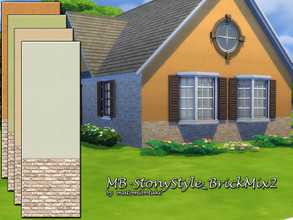 Sims 4 — MB-StonyStyle_BrickMix2 by matomibotaki — MB-StonyStyle_BrickMix2, a set with matching brick walls, brick walls