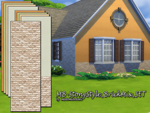 Sims 4 — MB-StonyStyle_BrickMix_SET by matomibotaki — MB-StonyStyle_BrickMix_SET, a set with matching brick walls, brick