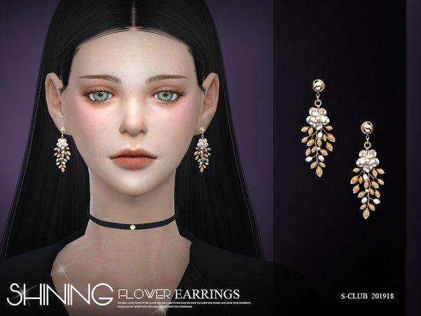 Sims 4 — S-Club ts4 LL EARRINGS 201918 by S-Club — Shining shells flower earrings, hope you like, thank you.