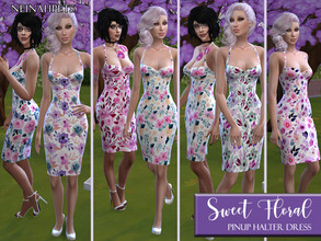 Sims 4 — Sweet Floral Pinup Mini Dress - Mesh Required by neinahpets — Oo la la, this stylish pinup girl mini dress
