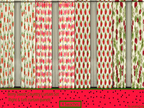 Sims 4 — Berry Sweet Country Curtain (left panel) by xSarahsShadyx — Sweet and juicy strawberries adorn these cute