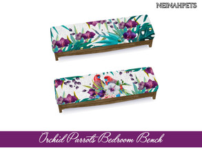 Sims 4 — Orchid Parrots Bedroom Bench by neinahpets — A bedroom bed bench by neinahpets.