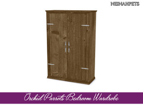 Sims 4 — Orchid Parrots Bedroom Wardrobe by neinahpets — A large wooden wardrobe by neinahpets. 