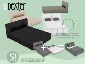Sims 4 — Dexter bed frame by SIMcredible! — by SIMcredibledesigns.com available at TSR 5 colors variations