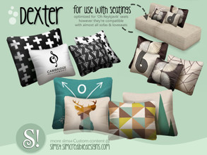 Sims 4 — Dexter cushions for seatings - prints by SIMcredible! — by SIMcredibledesigns.com available at TSR 3 colors