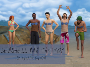 Sims 4 — Seashell Bra Tanktop by Citrine_Witch — Base Game Funny Tank for males to use on the beach. 