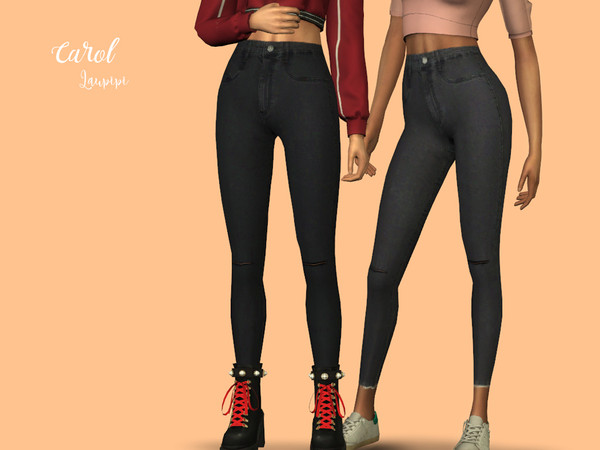 Sims 4 — Carol Black Jeans by laupipi2 — Hiiiiii! I really missed to create jeans and troussers! This time I've created