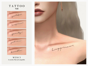 Sims 4 — Tattoo N08 by -Merci- — Tattoo in 6 swatches. HQ mod compatible. Unisex, teen-elder. Works with all skins. Have