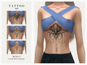 Sims 4 — Tattoo N09 by -Merci- — Tattoo in 3 swatches. HQ mod compatible. For female, teen-elder. Works with all skins.