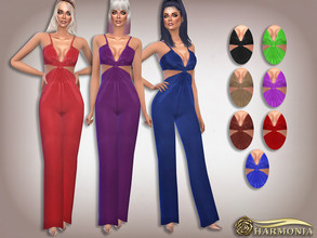 Sims 4 — Slinky Knot Detail Flare Leg Jumpsuit by Harmonia — Mesh By Harmonia 10 color Please do not use my textures.