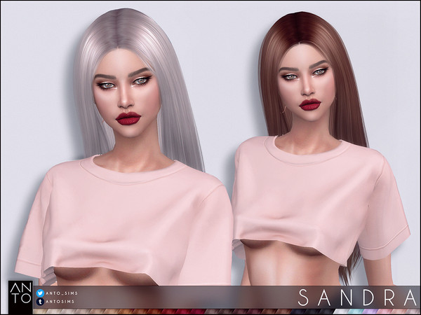 Sims 4 — Anto - Sandra (Hairstyle) by Anto — 27 colours works with hats smooth rigging shadow map included Top by