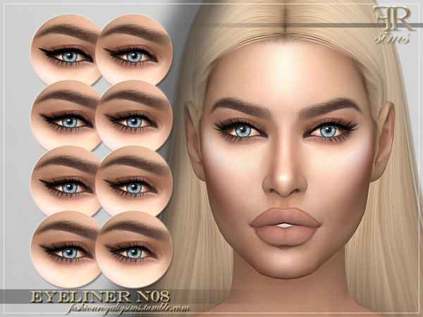 Sims 4 — Eyeliner N08 by FashionRoyaltySims — Standalone Custom thumbnail 8 swatches HQ texture Compatible with HQ Mod