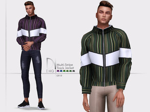 Sims 4 — Multi-Stripe Track Jacket by DarkNighTt — Multi-Stripe Track Jacket Have 6 colors. Handmade texture. New Mesh.