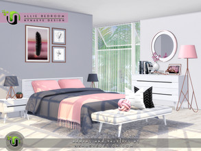 Sims 4 — Allie Bedroom by NynaeveDesign — This form-meets-function bedroom mixes mid century modern lines with