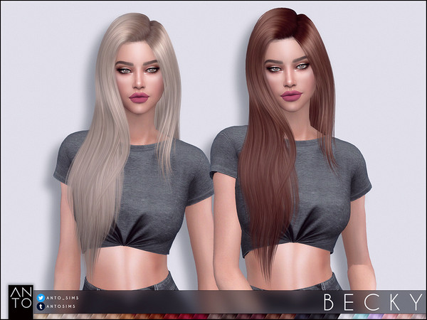 Sims 4 — Anto - Becky (Hairstyle) by Anto — 27 colours works with hats smooth rigging shadow map included