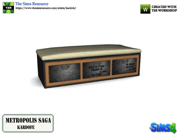 Sims 4 — kardofe_Metropolis Saga_LoveSeat by kardofe — Bench to put at the foot of the bed, industrial style, is a