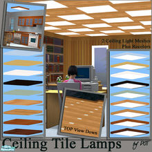 Sims 2 — Ceiling Tile Lamps by DOT — Ceiling Tile Lamps. 2 Meshes plus recolors. Sims 2 by DOT of The Sims Resource.