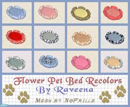 Sims 2 — Flower Pet Beds by Raveena — Recolors of NoFrills adorable, flower-shaped pet bed. All come in a variety of