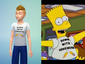 Sims 4 — Down With Homework Kids T-Shirt The Simpsons by pretzel4 — Unisex T-Shirt reading: Down With Homework - From The