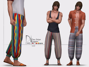 Sims 4 — Geo Stripe Joggers by DarkNighTt — Geo Stripe Joggers Have 6 colors. Handpainted (Printed patterns) texture. New