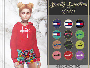Sims 4 — Sporty Sweaters (Child) by DescargasSims — Female and male Available in all categories HQ-Mod compatible Blog: