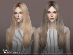 Sims 4 — WINGS-ON1011 by wingssims — This hair style has 20 kinds of color File size is about 14MB Hope you like it!