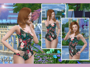 Sims 4 — Sakiya_Floral Swimsuit v1_HQ Friendly by Sakiya — A onepiece floral swimsuit for your lovely ladies. Base game