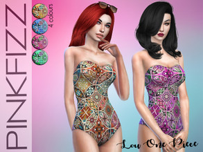 Sims 4 — Lou One Piece by Pinkfizzzzz — Beautiful print swimming costume recolour from basic game
