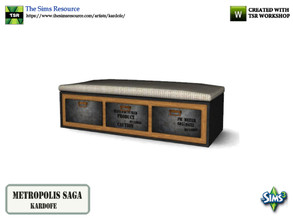 Sims 3 — kardofe_Metropolis Saga_LoveSeat by kardofe — Industrial style bench with three large drawers