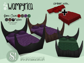 Sims 4 — Wampyrica Bed by SIMcredible! — Halloween 2019 by SIMcredibledesigns.com available at TSR 3 colors in 12