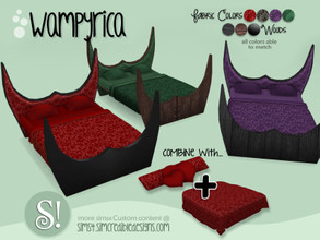 Sims 4 — Wampyrica Bed model 2 by SIMcredible! — Halloween 2019 by SIMcredibledesigns.com available at TSR 3 colors in 12