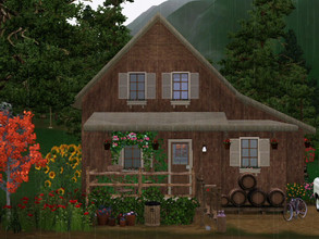 Sims 3 — la maison du bucheron empty no CC by sgK452 — Small house in the woods, home of the woodcutter and his wife. On