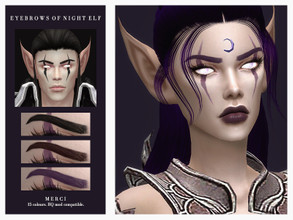 Sims 4 — Eyebrows Of Night Elf by -Merci- — Happy Halloween! --------------------------------- Eyebrows in 15 Colours. HQ
