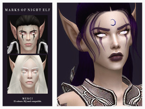 Sims 4 — Marks Of Night Elf by -Merci- — Happy Halloween! -------------------------- Tattoo in 15 Colours. HQ mod