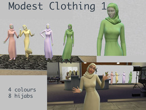 Sims 4 — Muslim clothing 1 by secretlondon — A set of pastel outfits for your Muslim sims! Comes in 4 colour ways - gold,