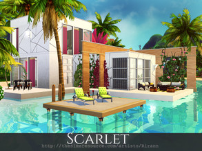 Sims 4 — Scarlet by Rirann — Scarlet is a contemporary house for a small sim family. Fully furnished and decorated.