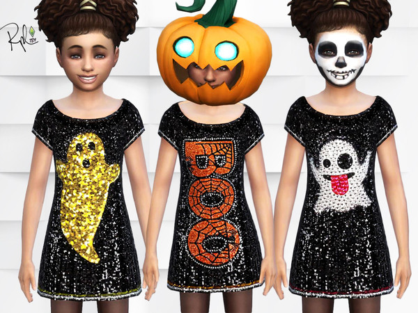 Sims 4 — Halloween Girls' Dresses - Get Together by RobertaPLobo — :: 3 swatches. :: Age: Child. :: Occult: All. ::