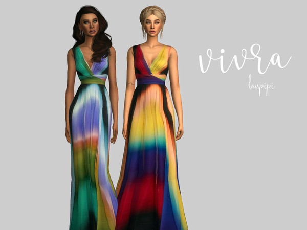 Sims 4 — Vivra Dress by laupipi2 — New super colorful long dress 5 Different swatches Enjoy!