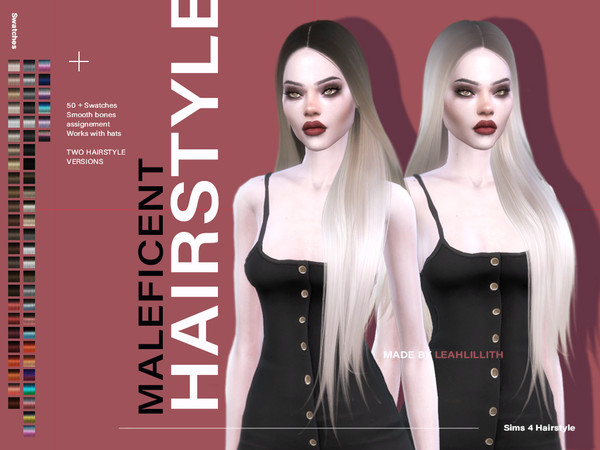 Sims 4 — LeahLillith Maleficent Hairstyle (ver 2) by Leah_Lillith — Maleficent Hairstyle (ver 2) All LODs Smooth bones