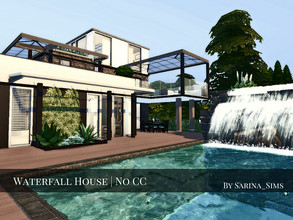 Sims 4 — Waterfall House - No CC by Sarina_Sims — A modern and bright house for 1-2 Sims with a waterfall pool. Specials:
