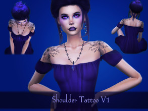 Sims 4 — Shoulder Tattoo V1 by Reevaly — 6 Swatches. Works with all Skins and Overlays. Teen to Elder. For Female. Base