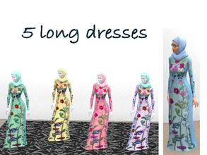 Sims 4 — Embroidered dresses- light colours - City Living needed by secretlondon — Beautiful embroidered modest dresses.
