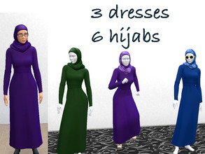 Sims 4 — Jewel dress set by secretlondon — Beautiful jewel coloured dresses with matching hijabs. Three colour ways -