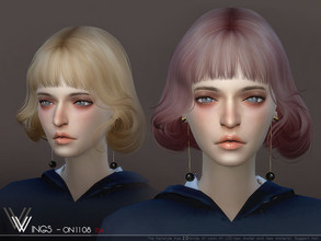 Sims 4 — WINGS-ON1108 by wingssims — This hair style has 20 kinds of color File size is about 13MB Hope you like it!