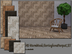 Sims 4 — Med_HerringboneParquet_SET by matomibotaki — Med_HerringboneParquet_SET, decorative wooden wall and floor set